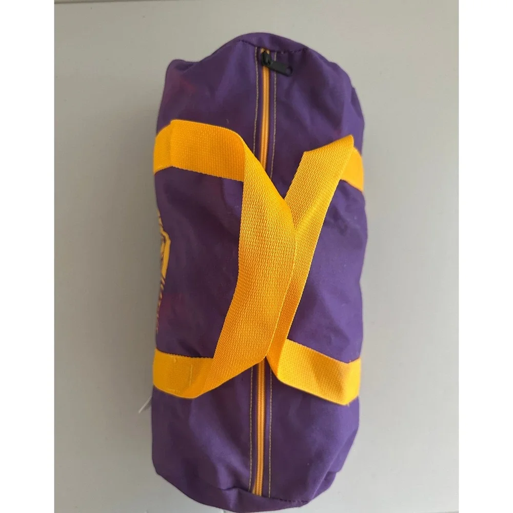 Vintage 80s Utah Jazz NBA Mini Duffle Bag Purple Gold Note Canvas Travel Gym Bag